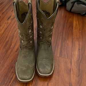 REYME Genuine Leather Floral Boots